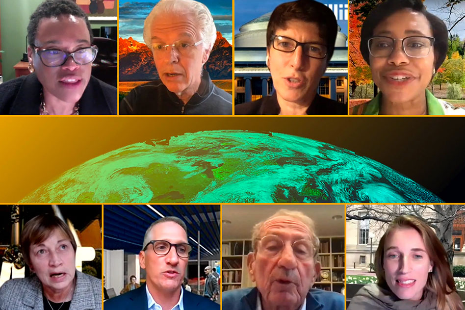 Photo: Clockwise from top left: Melissa Nobles, Richard Lester, Julie Newman, Paula Hammond, Krystyn Van Vliet, John Deutch, Joe Higgins, Maria Zuber. (Source: MIT) Climate-Symposium-Oct20-01-Press_WEB.jpg
