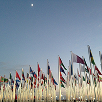 World flags eave outside the UNFCCC COP22 conference venue in Marrakech, Morocco on Nov. 8 (Photo by Jennifer Perron/Climate CoLab) World flags eave outside the UNFCCC COP22 conference venue in Marrakech, Morocco on Nov. 8 (Photo by Jennifer Perron/Climate CoLab)