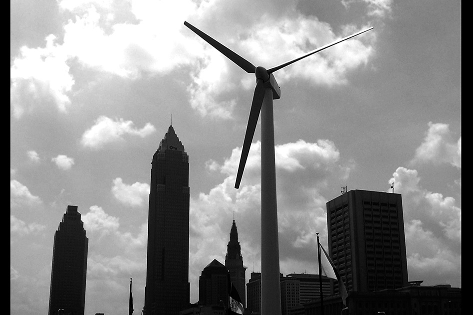 Photo: A wind turbine on the coast of Lake Erie in Cleveland, Ohio (Source: Flickr/Sam Bobko) Dimanchev_ERL.jpg
