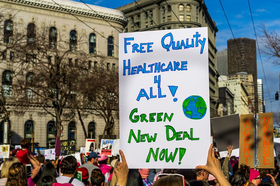 Photo: Participants in the Women's March on Market Street in downtown San Francisco, Jan. 19, 2019. Some fear packaging too many social change proposals into the Green New Deal will doom it. (Dreamstime) Jacoby_HartfordCourant.jpg