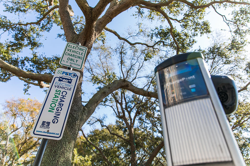 Photo: EV charging stations (Source: Flickr/CityofStPete) Paltsev_T&DWorld_WEB.jpg