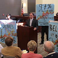 Young people challenge Rep. Chris Stewart (R-UT) for being a climate denier at a town hall meeting on April 2, 2013. Source: Climate Truth Young people challenge Rep. Chris Stewart (R-UT) for being a climate denier at a town hall meeting on April 2, 2013. Source: Climate Truth