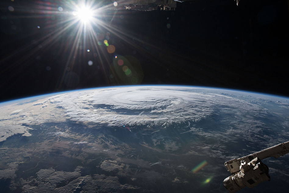 Photo:Â Hurricane Florence is pictured from the International Space Station as a category 1 storm as it was making landfall near Wrightsville Beach, North Carolina. (Source: NASA) iss056e162811_WEB.jpg