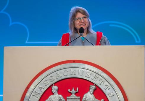As humanity struggles with so many interlocking global crises, it has never needed the people of MIT more than it does now,” President Sally Kornbluth said in her inaugural address Monday. “I hope to inspire you to join us in something important and new.” Credits :Image: Gretchen Ertl MIT-Kornbluth-Inauguration-01-PRESS_0_WEB.jpg