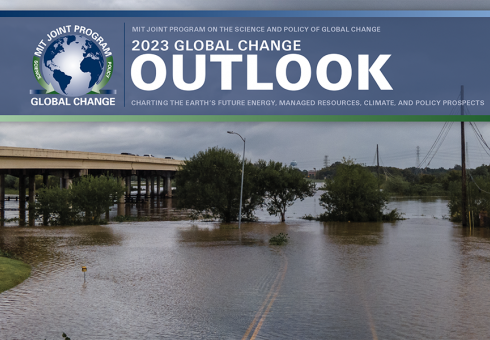 Photo: As global warming edges closer to 1.5°C—the aspirational upper limit set in the Paris Agreement—ushering in more intense and frequent heatwaves, floods, wildfires and other climate extremes much sooner than many expected, current greenhouse gas emissions-reduction policies are far too weak to keep the planet from exceeding that threshold. The 2023 Global Change Outlook presents the MIT Joint Program’s latest projections for the future of the Earth’s energy, food, water and climate systems under existing global climate policies and those aligned with the 1.5°C target—and evaluates prospects for achieving the Paris Agreement’s short- and long-term climate goals. (Source: iStock/Eric Overton) Cover_WEB.png