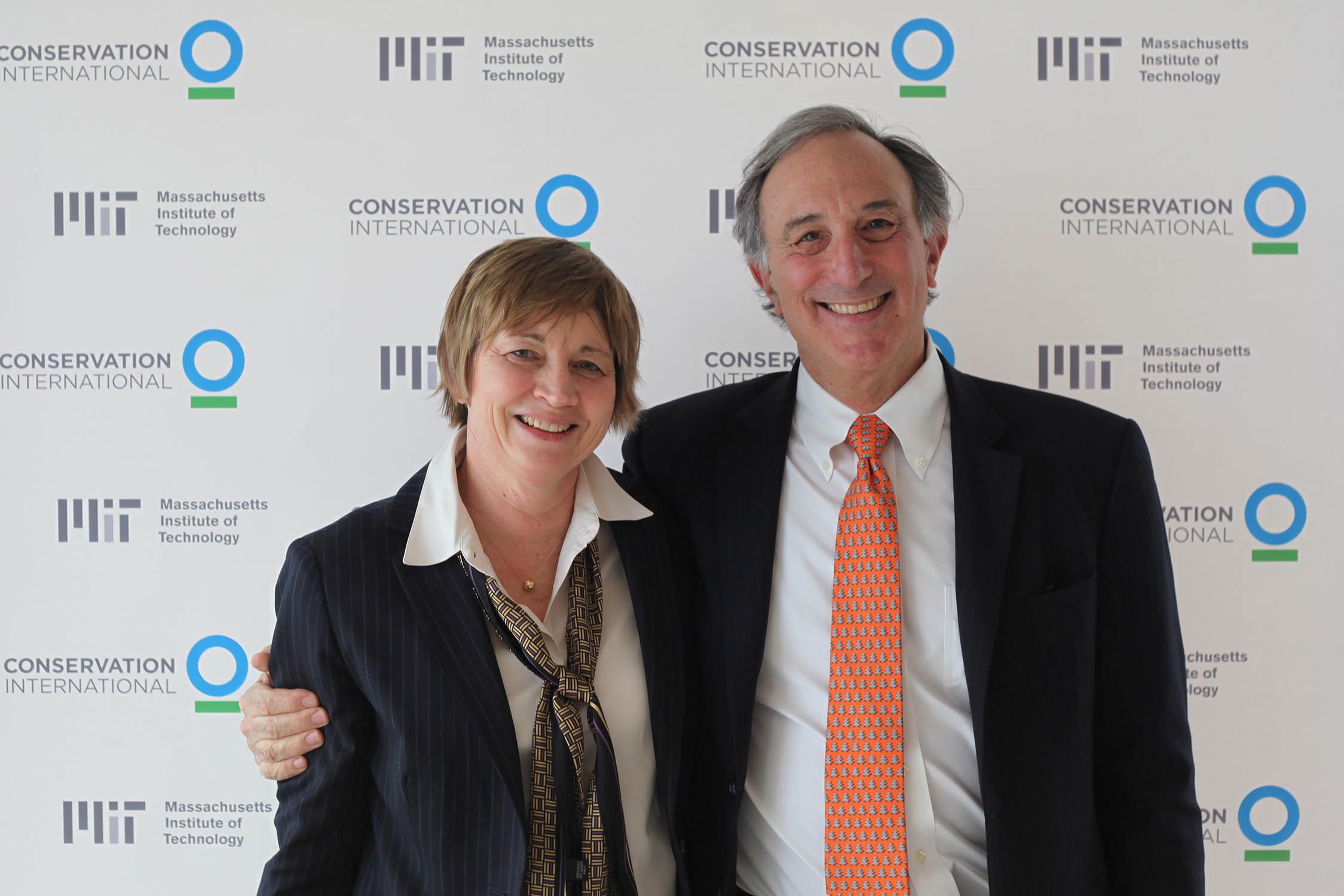 MIT's Maria T. Zuber and Conservation International's Peter Seligmann sign an agreement for a multiyear collaboration to develop and advance nature-based solutions to global climate change, through research, education, and outreach efforts. (Photo: Jose-Luis Olivares/MIT) MIT-CI-Partner-1-Press.jpg