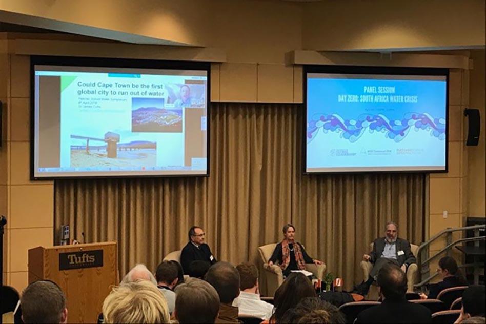 hoto: Joint Program Research Scientist Kenneth Strzepek (left) highlights need for collaborative solutions in Tufts Water: Systems, Science and Society (WSSS) Symposium panel (Photo courtesy of Jonathan Keenan) Strzepek_WSSS_1.jpg