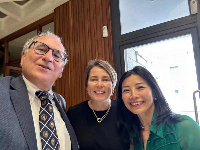 MIT Joint Program Research Scientist Kenneth Strzepek with Massachusetts Governor Maura Healey and Social Finance CEO Tracy Palandjian 